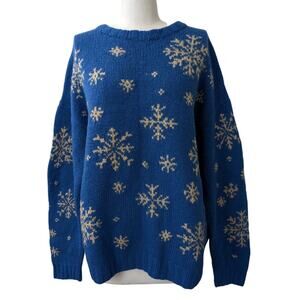 J.Crew blue vintage 100% wool snowflake sweater